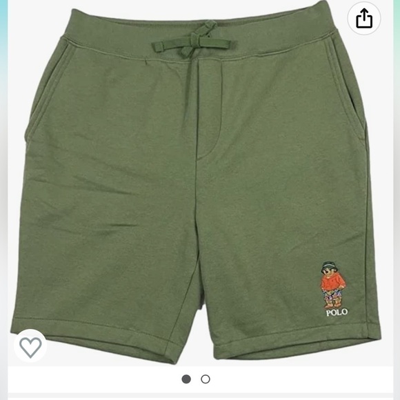 Polo Ralph Lauren Men’s Shorts Bear Fleece Pockets Drawstring Green Size Small - Picture 14 of 14